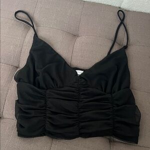 Urban Outfitters Black Mesh Detail Crop Top // size small